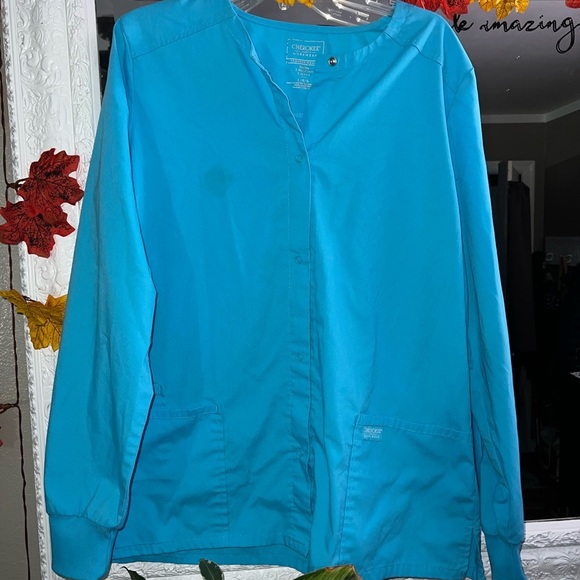 Cherokee workwear sky blue lab coat large​ - Picture 2 of 5